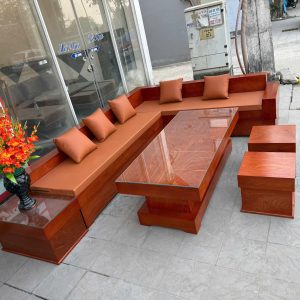 Sofa góc gỗ hương