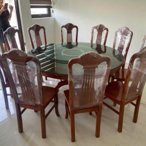 Bàn ăn tròn 10 ghế gỗ xoan đào nam phi